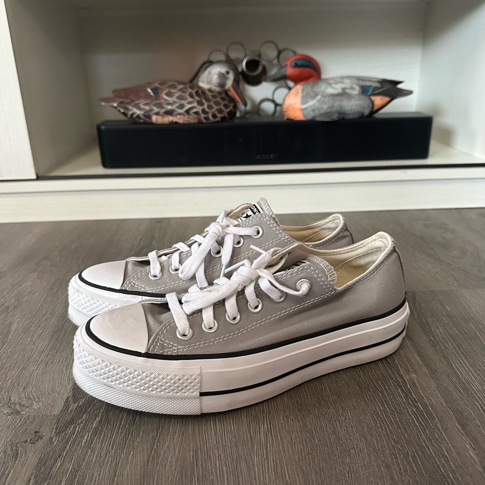 Converse Women's Gray and White Platform Sneakers